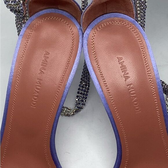 Amina Muaddi Giorgia Crystal-Embellished Satin Sandals size 36 - Picture 10 of 16